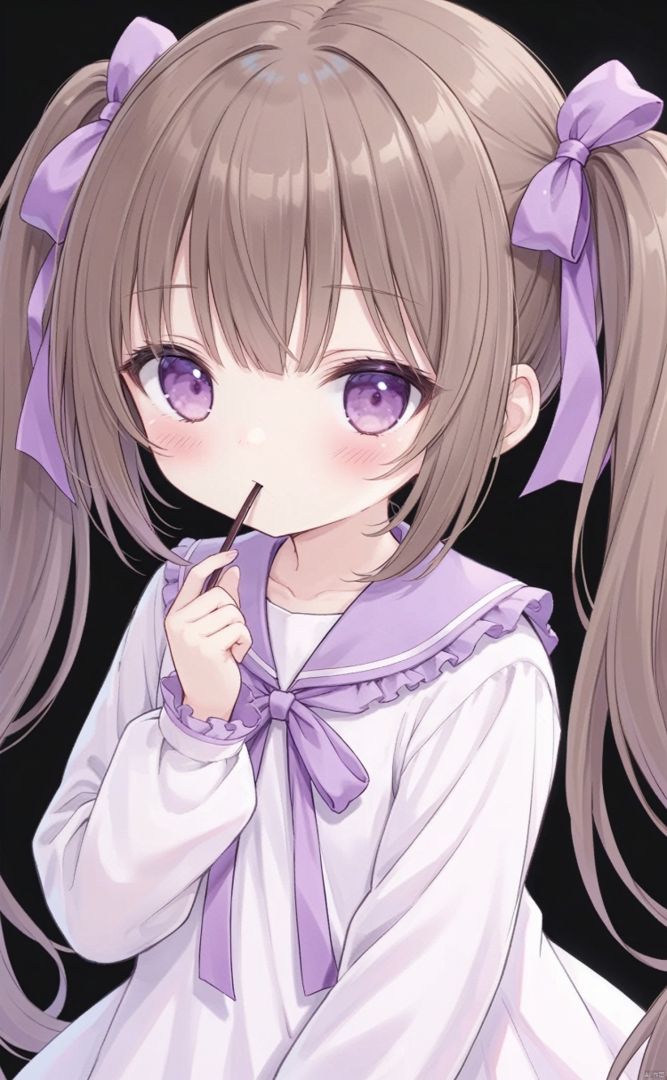 very long hair,twintails,loli,loli,loli,loli,loli,loli,loli,loli, ﻿grossissementdedeuxcentsoixantepourcent_portrait,grossissementdedeuxcentsoixantepourcent_portrait,grossissementdedeuxcentsoixantepourcent_portrait,grossissementdedeuxcentsoixantepourcent_portrait,grossissementdedeuxcentsoixantepourcent_portrait,grossissementdedeuxcentsoixantepourcent_portrait,grossissementdedeuxcentsoixantepourcent_portrait,grossissementdedeuxcentsoixantepourcent_portrait,1girl, solo, long_hair, looking_at_viewer, brown_hair, blush, ribbon, bangs, long_sleeves, hair_ribbon, mouth_hold, purple_eyes