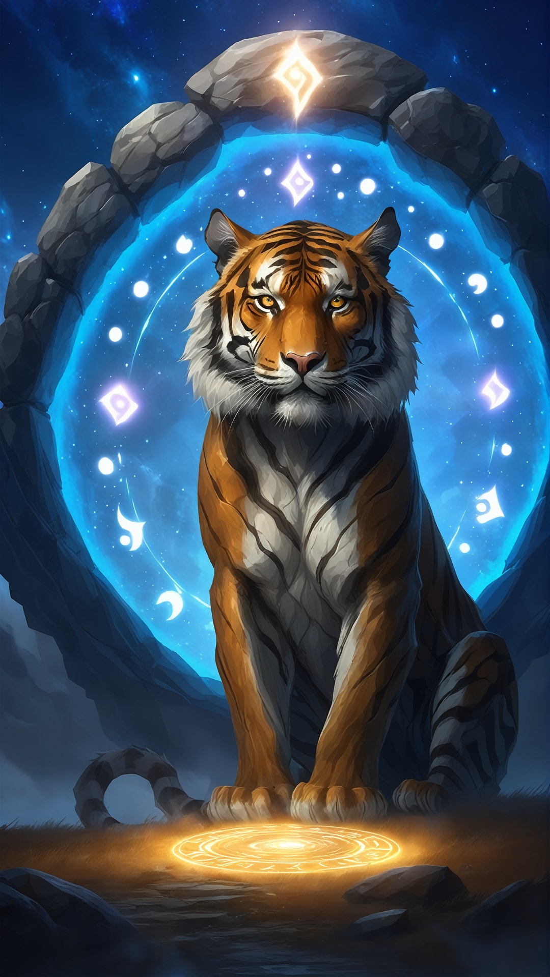 Ash,  Tiger Portal,  magic fantasy starry sky by 浪花鱼影 on Tensor.Art