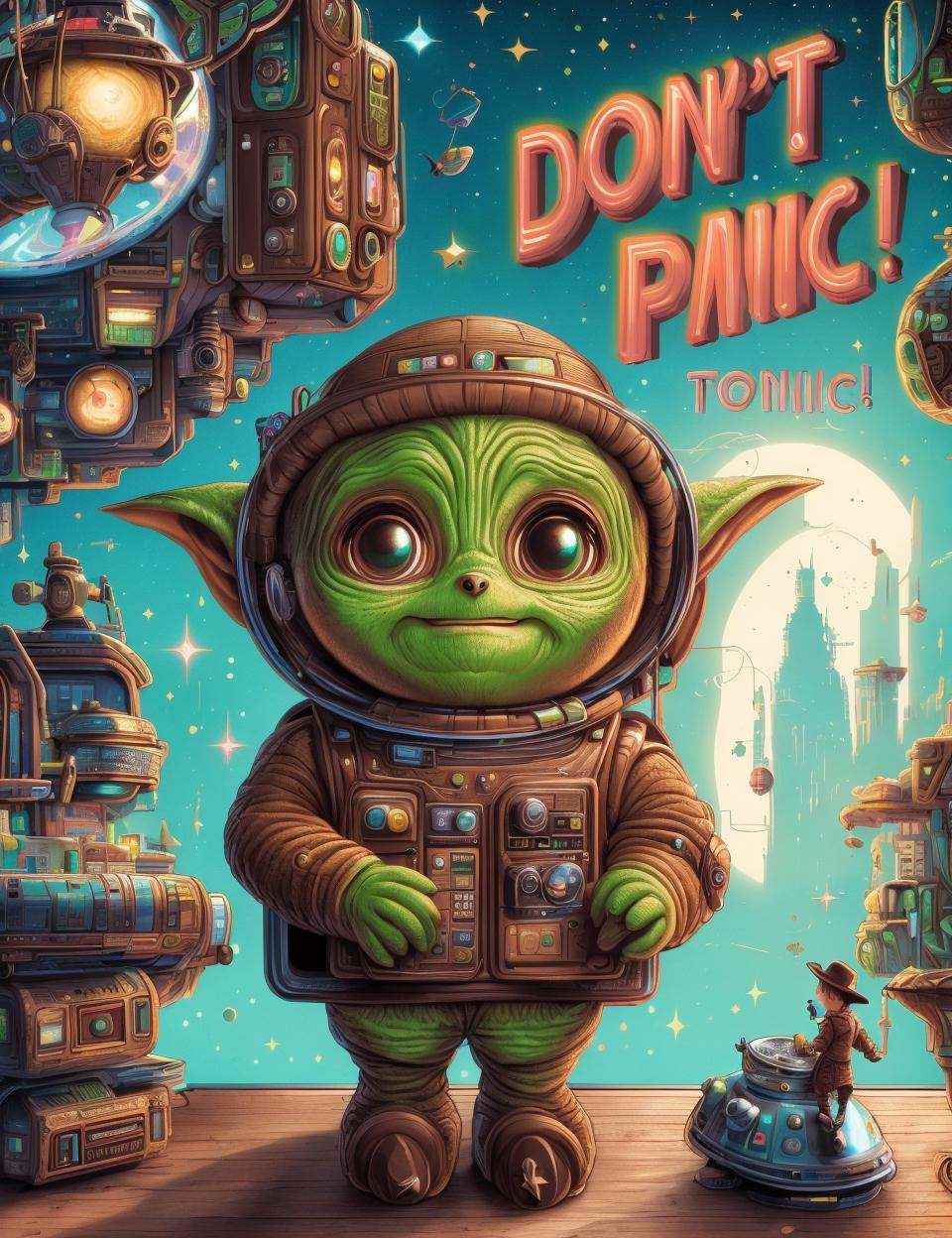 DonMD0n7P4n1c,  text \"DON'T PANIC!\",  retro scifi on Tensor.Art