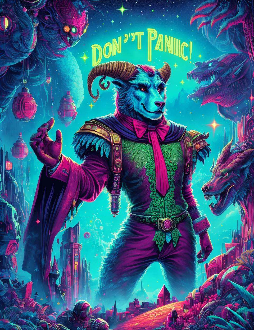 DonMD0n7P4n1c,  text \"DON'T PANIC!\",  retro scifi on Tensor.Art