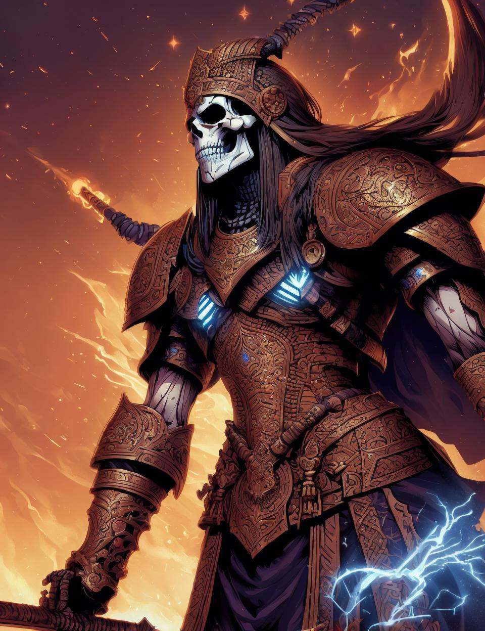 DonM0m3g4,  illustration,  female tomb kings skeleton on Tensor.Art