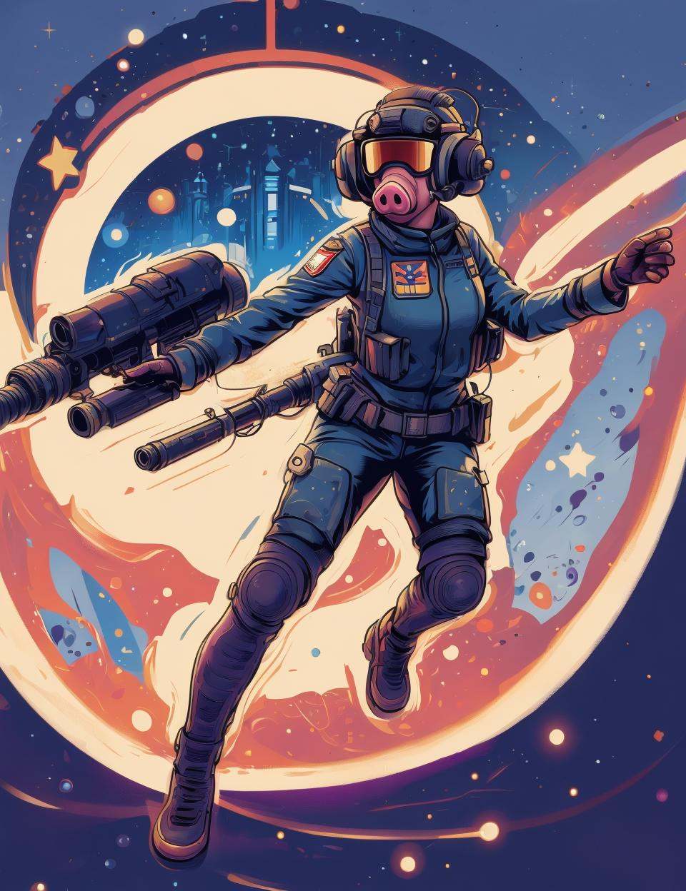 DonM0m3g4,  illustration,  female pig pilot by DonMischo on Tensor.Art