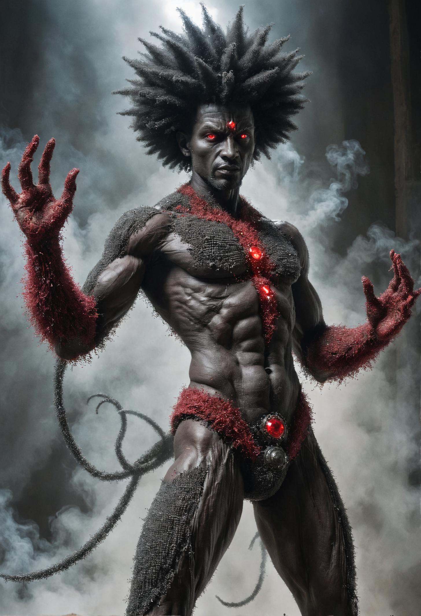 DonM1r0nF1l1ng5XL,  iron filings,  male midlife balanced on Tensor.Art
