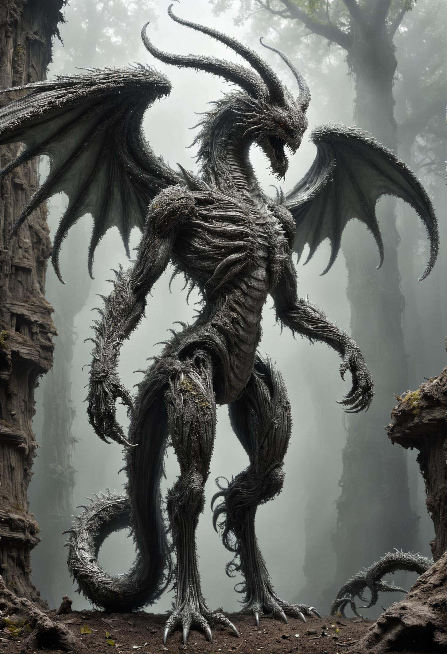 DonM1r0nF1l1ng5XL,  ,  gigantic serpentine tendrilous gritty tendril-laden life form on Tensor.Art