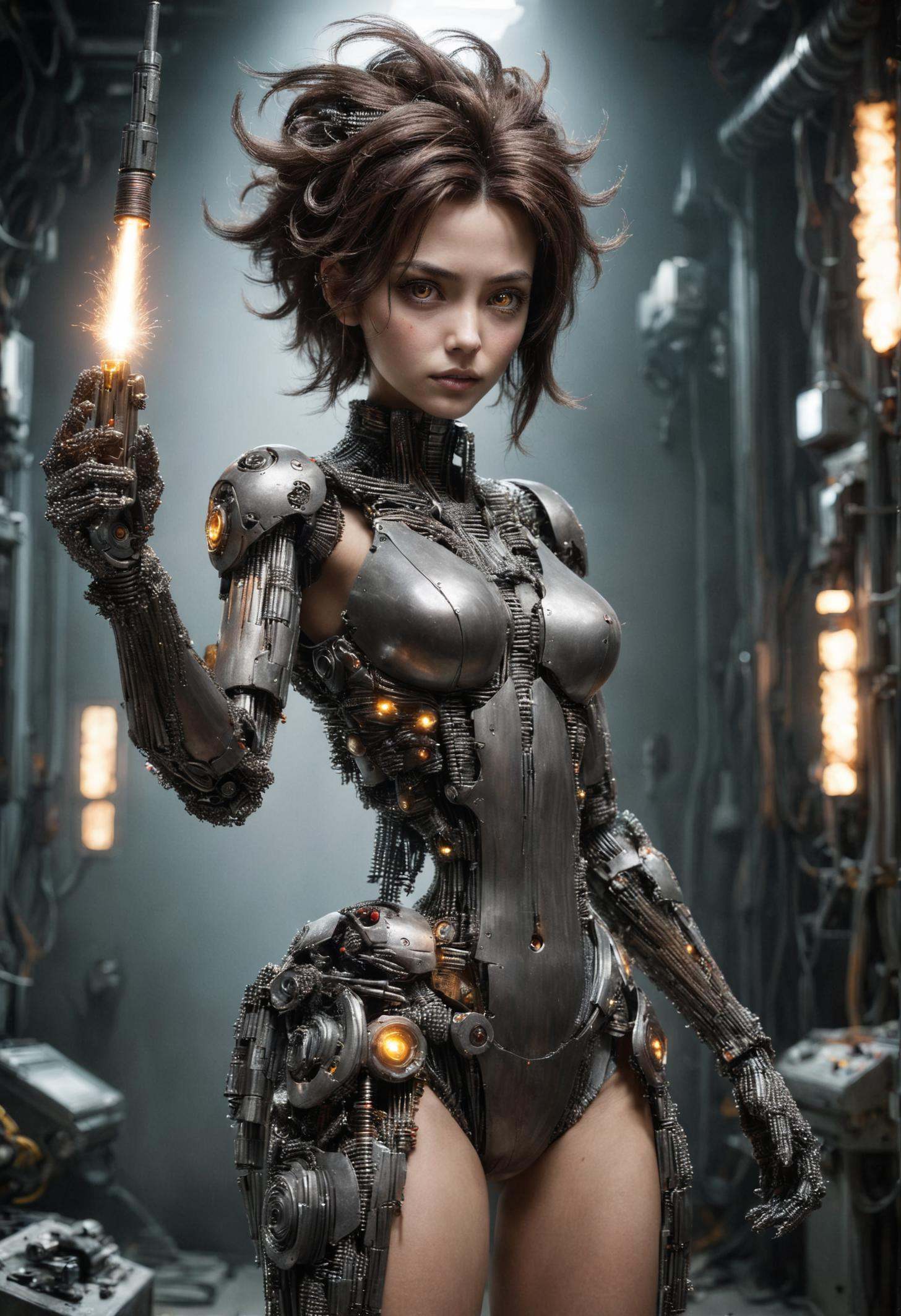 DonM1r0nF1l1ng5XL,  iron filings,  female robot technician on Tensor.Art