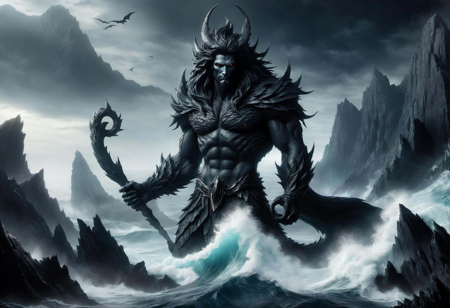 DonMB14ckR0ckXL,  black rock,  male siren by DonMischo on Tensor.Art