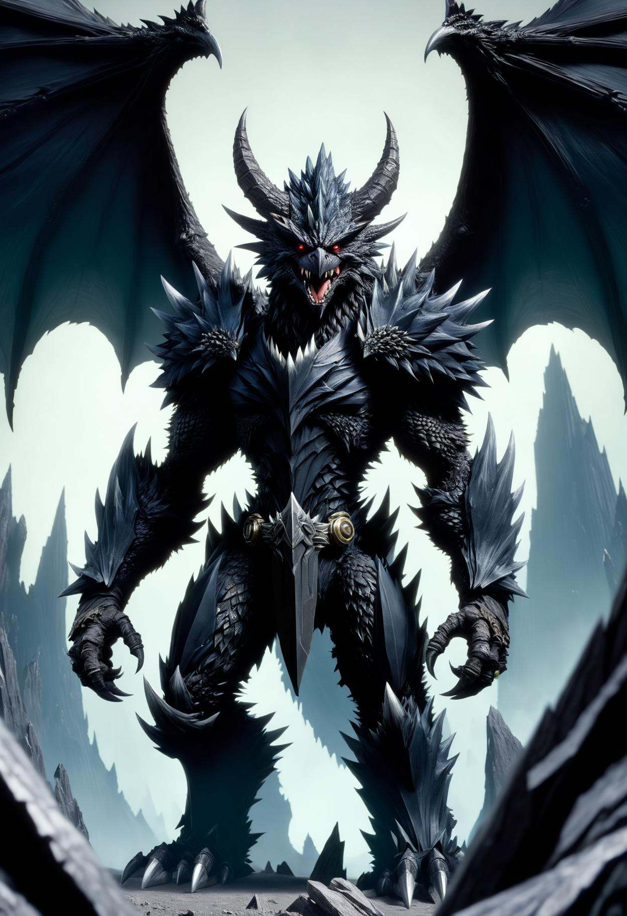 DonMB14ckR0ckXL,  black rock,  male nergigante by DonMischo on Tensor.Art
