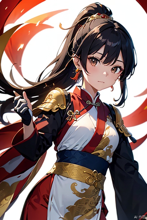  , (masterpiece:1.2), best quality,PIXIV,long hair, shoulder armor, black hair, gloves, hanfu, brown hair, white gloves, chinese clothes, looking at viewer, tassel, earrings, wide sleeves, jewelry, standing, long sleeves, pauldrons, closed mouth, ponytail, dragon, brown eyes, bangs, cape,Chinese girl,traditional Chinese, qiuyinong,midjourney portrait, backlight, colors, Hanfu, fire, HUBG_Rococo_Style(loanword), long, dunhuang,burning, midjourney portrait, qilin, DUNHUANG_CLOTHS, dunhuang_cloths, dofas, hanfu2, (\long yun heng tong\),wuxia,wunv,三国杀,jewelry, lmw,spark, 1girl, daoshi, yue , hair ornament , hanfu, red and gold dress, shufa background, yue , hair ornament , hanfu,orange theme, bbj, moon, Asuo, (\shen ming shao nv\), jiangshi costume,jiangshigirl costume, JiangShi_Hopping Vampire,huangfu, BJ_Ancient_city, Chinese style,huangfu paper, Ink scattering_Chinese style, chinese paiting, CHN_school_uniform , hinaBA, close-up