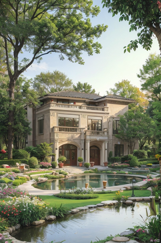  DSLR Quality, best quality, masterpiece, realistic, outdoors,
building,house,architecture,window,
water,pond,river,tree,bush,cityscape,potted plant,flower,forest,fountain,nature,road

