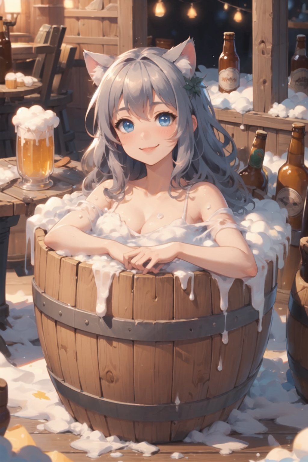 cat girl,  smile,  blue eyes by Oni Toki on Tensor.Art