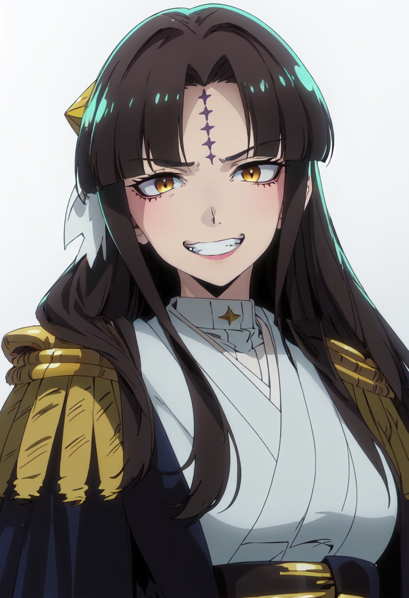 best quality, masterpiece, highres, solo, (michiko_tanaka_mahoushoujoniakogarete:1.10), evil grin, evil smile, grin, portrait, looking at viewer, anime_style, 31 <lora:michiko_tanaka_mahoushoujoniakogarete:0.80>