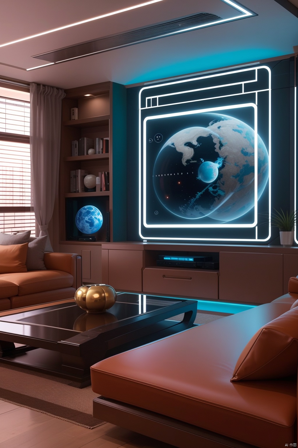 Chinese living room, sci-fi, TV