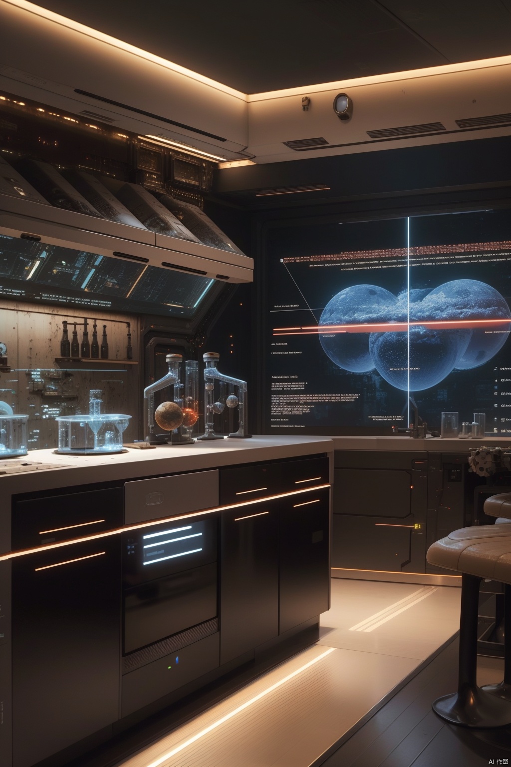 kitchen,(science fiction:1.5)
