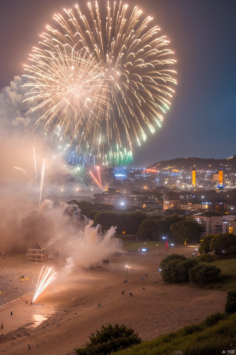  ahj, fireworks, scenery, outdoors, no humans, sky, night, aerial fireworks, night sky