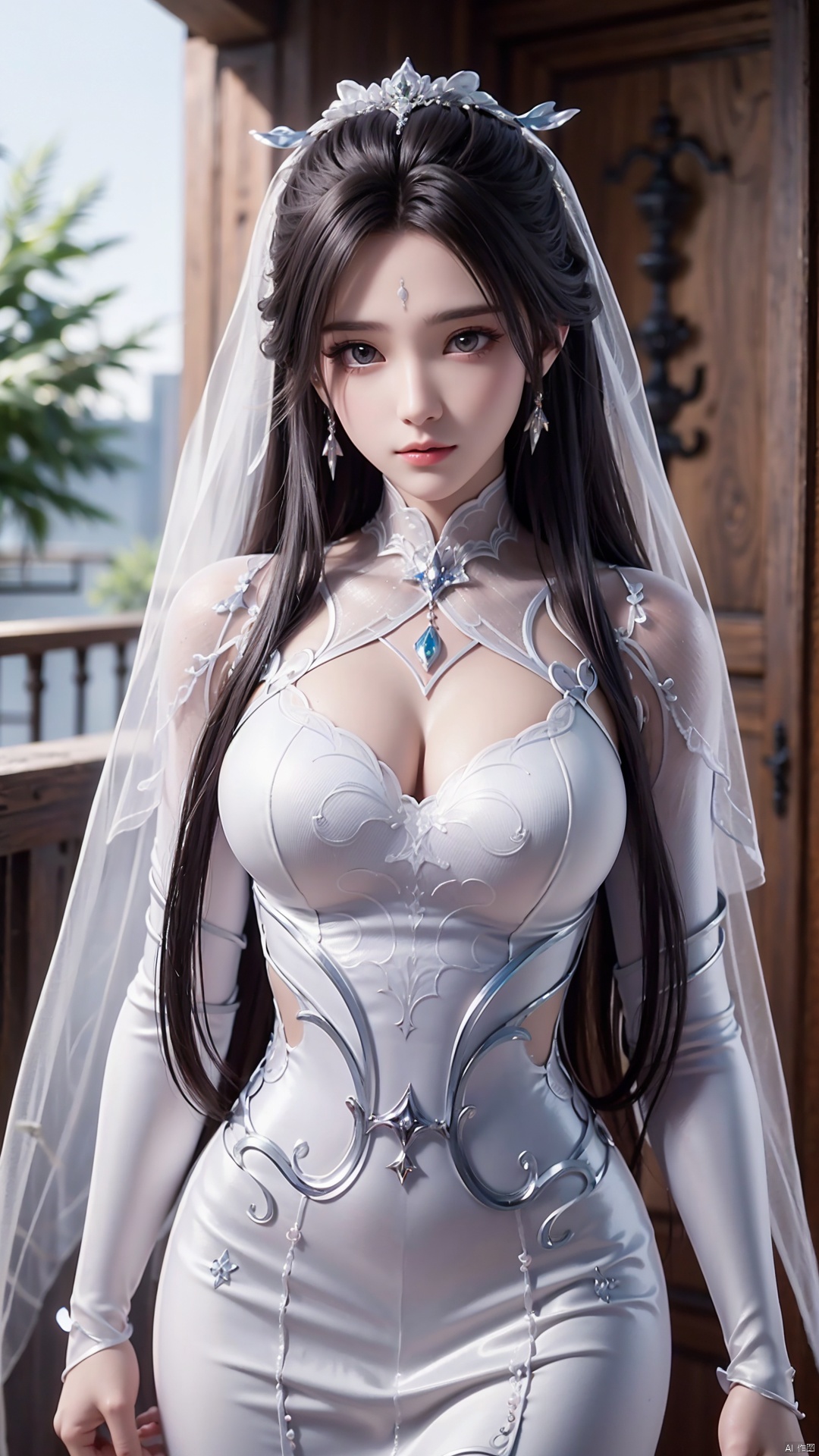  (best qualtiy,8K,masterpiece:1.3),(sharp focus:1.2),(one-girl:1.2),(perfect body figure:1.4), (wedding dress:1.4), rays of sunshine,Fine face,beautidful eyes, cowboy_shot