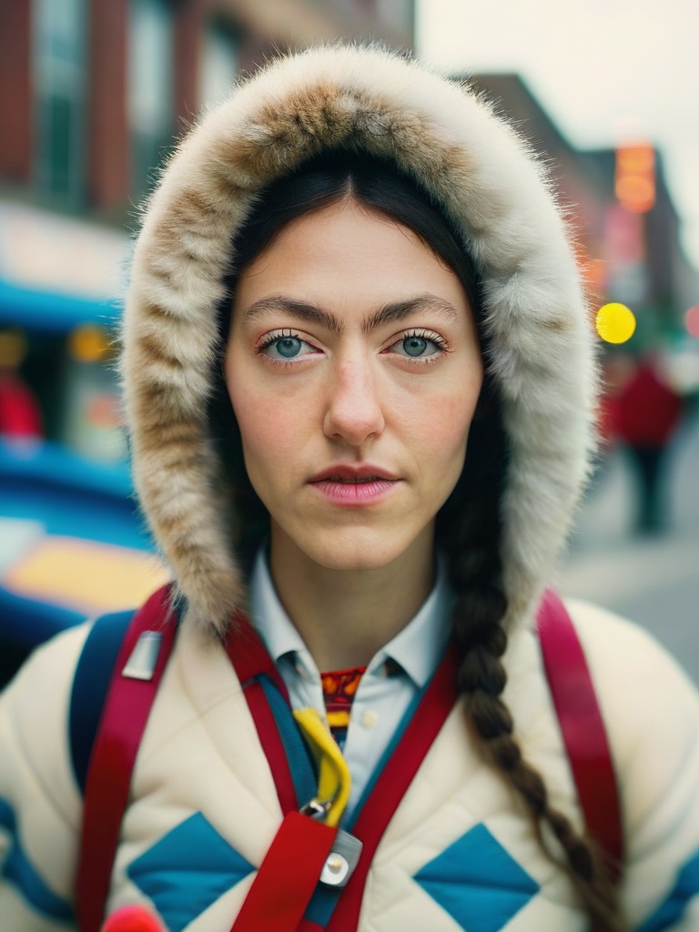 close up,  Vjvx as Eskimo girl,  urban interstellar photo on Tensor.Art