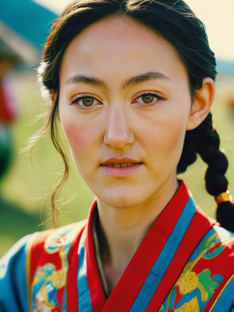 close up,  Vjvx as mongolian girl,  typical photo on Tensor.Art