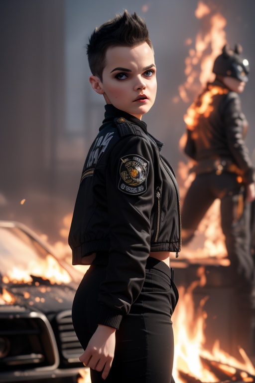 Negasonic,  a beautiful young woman of 21 years of age. With a tomboy aesthetic. Short black hair,  dark eyes on Tensor.Art