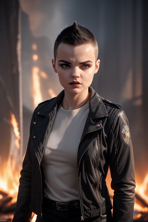 Negasonic,  a beautiful young woman of 21 years of age. With a tomboy aesthetic. Short black hair,  dark eyes on Tensor.Art
