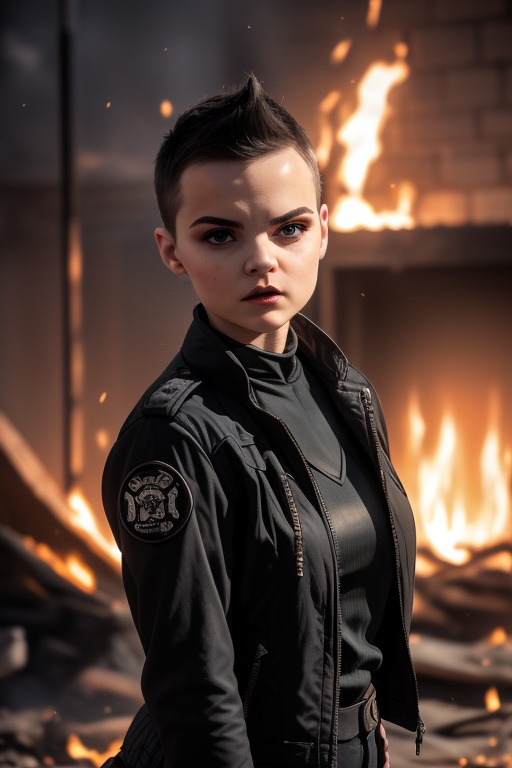 Negasonic,  a beautiful young woman of 21 years of age. With a tomboy aesthetic. Short black hair,  dark eyes on Tensor.Art