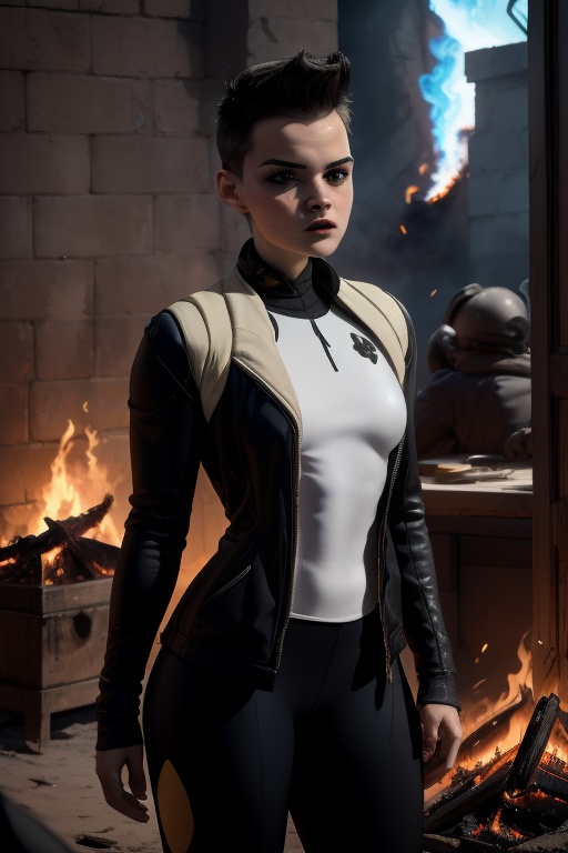 Negasonic,  a beautiful young woman of 21 years of age. With a tomboy aesthetic. athletic and muscular body. Short black h...