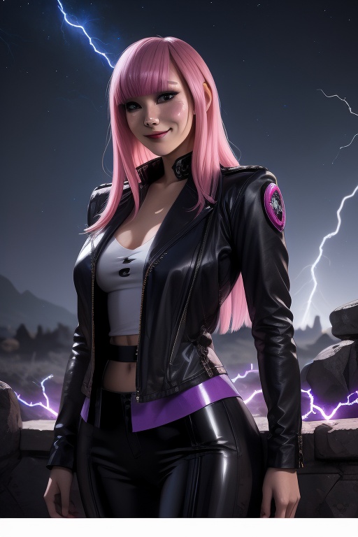 Yukio,  a beautiful young woman of 19 years old. rebellious aesthetics. Long pink hair,  long purple hair on Tensor.Art