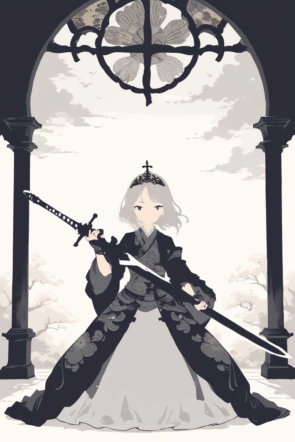 princess,  1girl,  holding sword on Tensor.Art