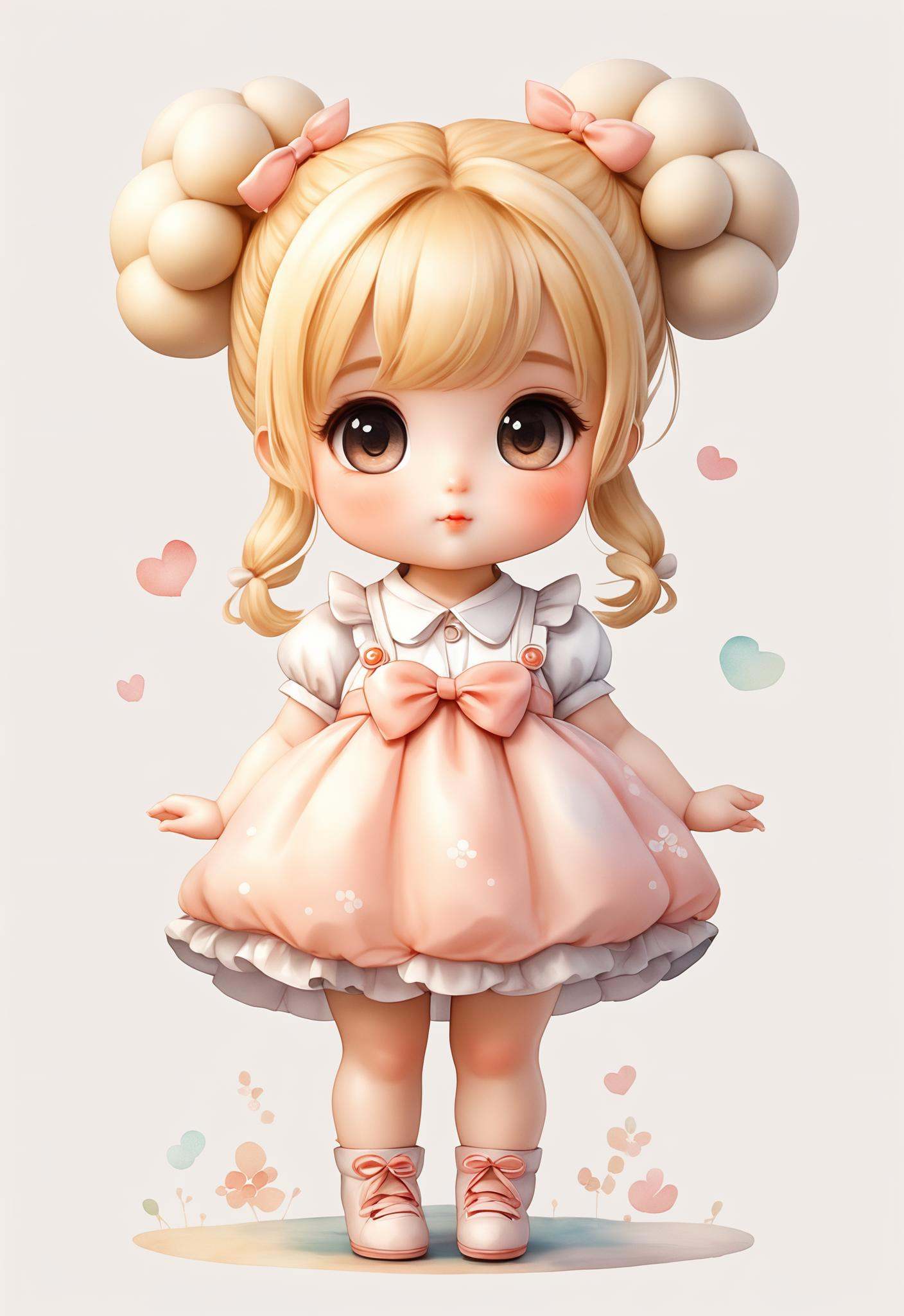 Hand-painted,  watercolor,  Cute girl on Tensor.Art