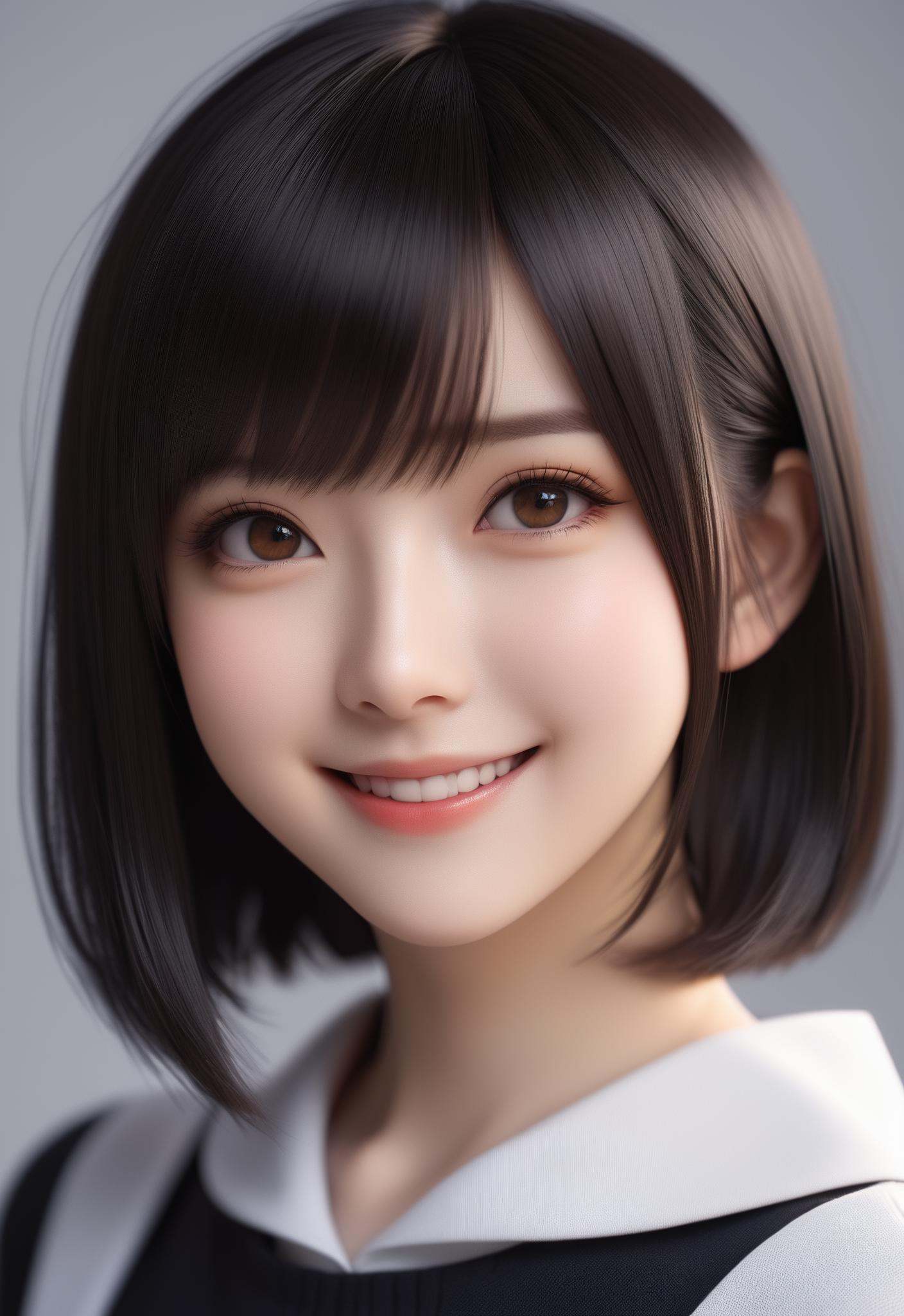 anime short jet black straight hair,  in the style of science academia,  miwa komatsu on Tensor.Art