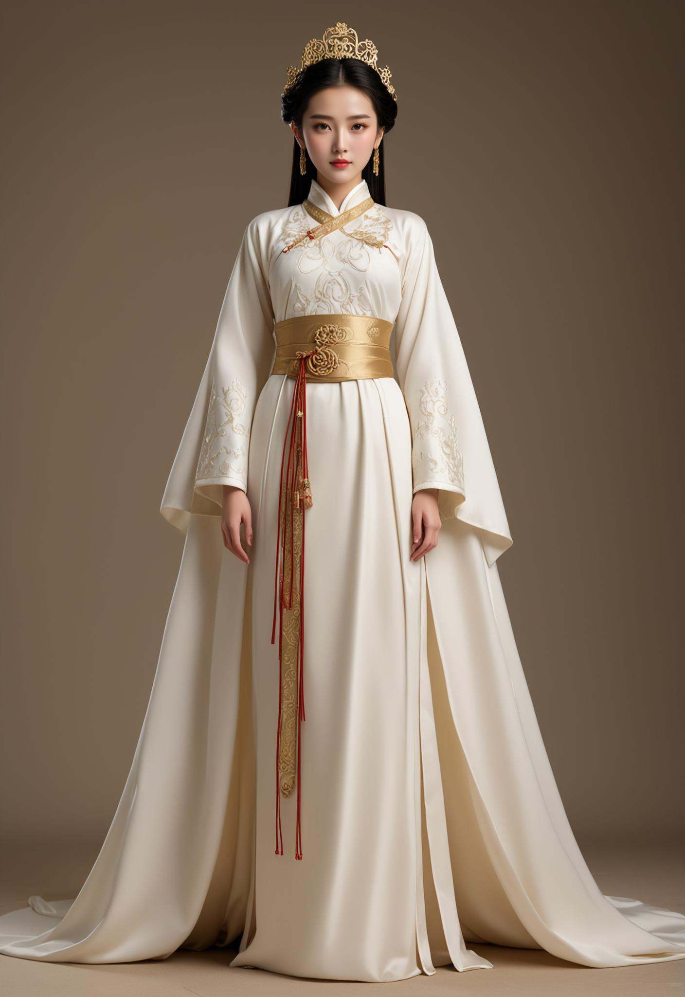 A young and beautiful princess from ancient Chinese film and television dramas,  with a full body front photo,  dressed in...