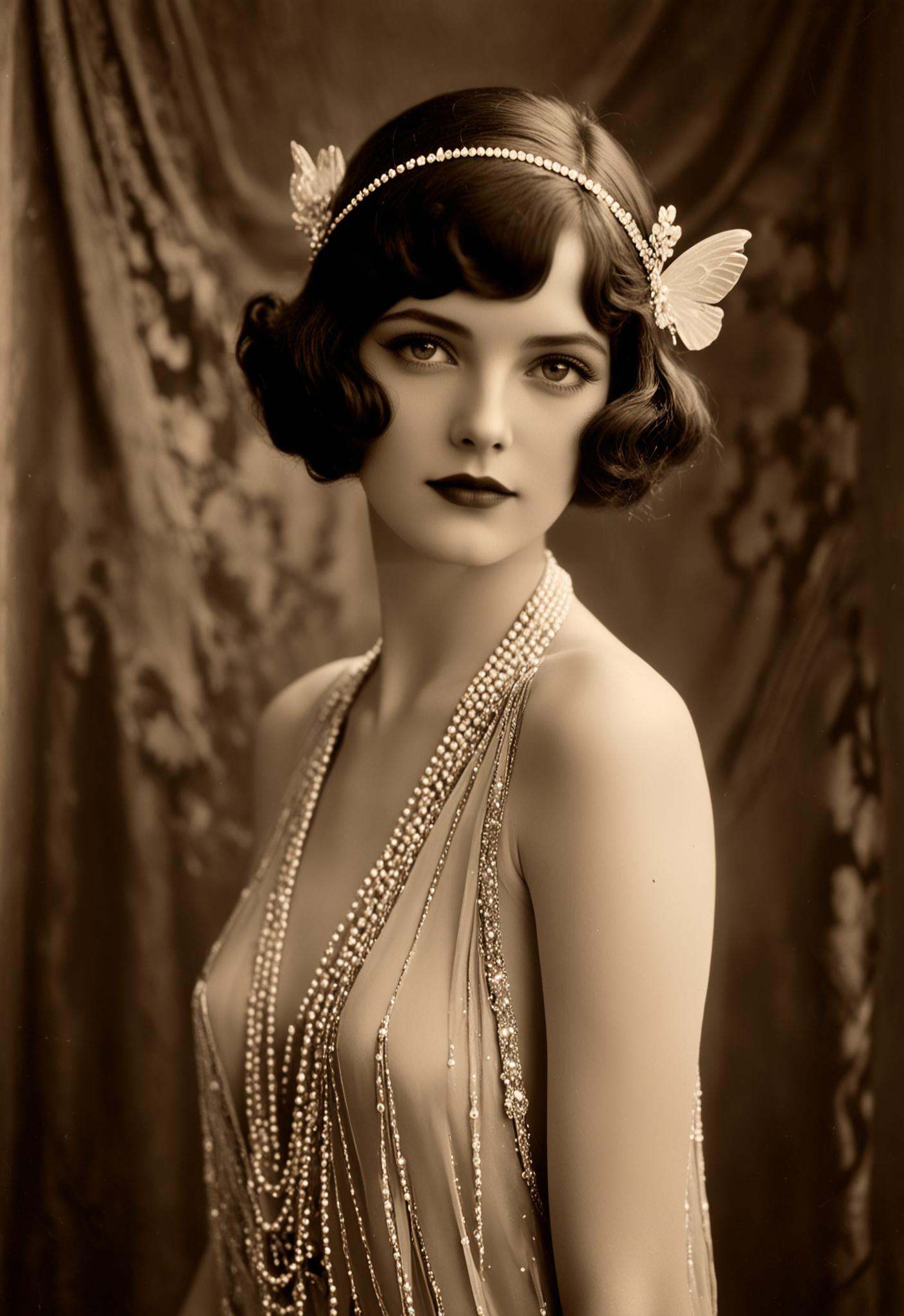 minimalist simply peaceful Ziegfeld Follies Girl,  Jean Ackerman,  Art Deco on Tensor.Art