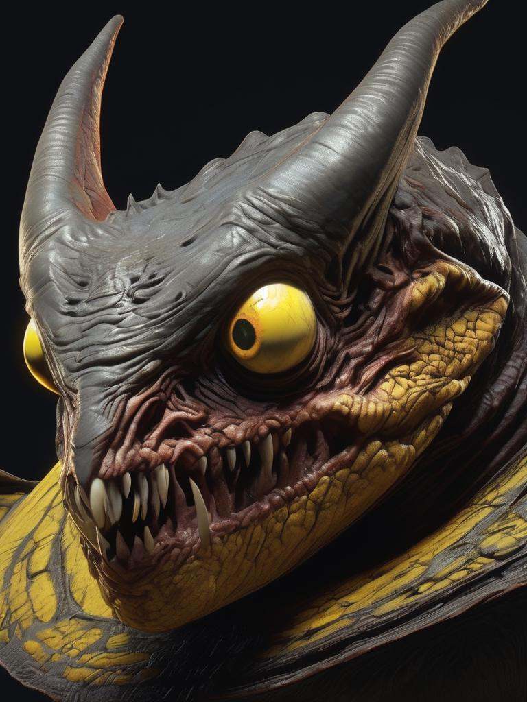 Scary creature,  flat snout,  yellow eyes on Tensor.Art