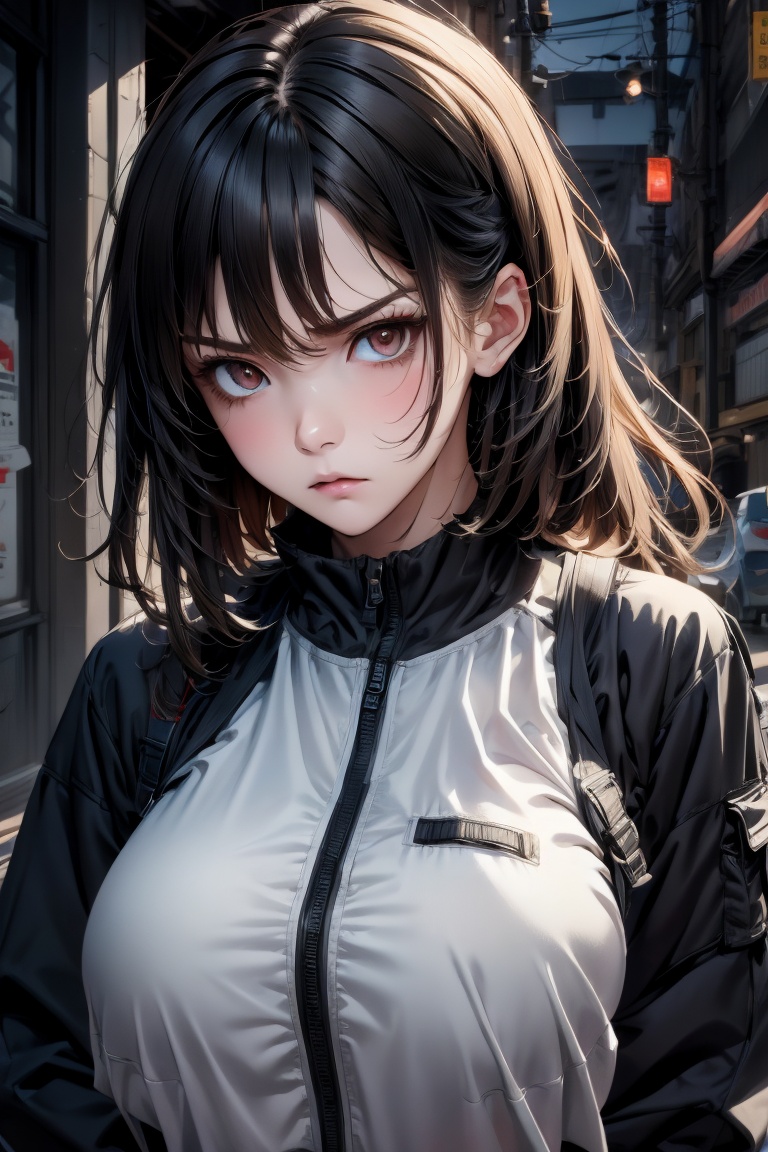 black hair,  long bob hair,  random emotion on Tensor.Art