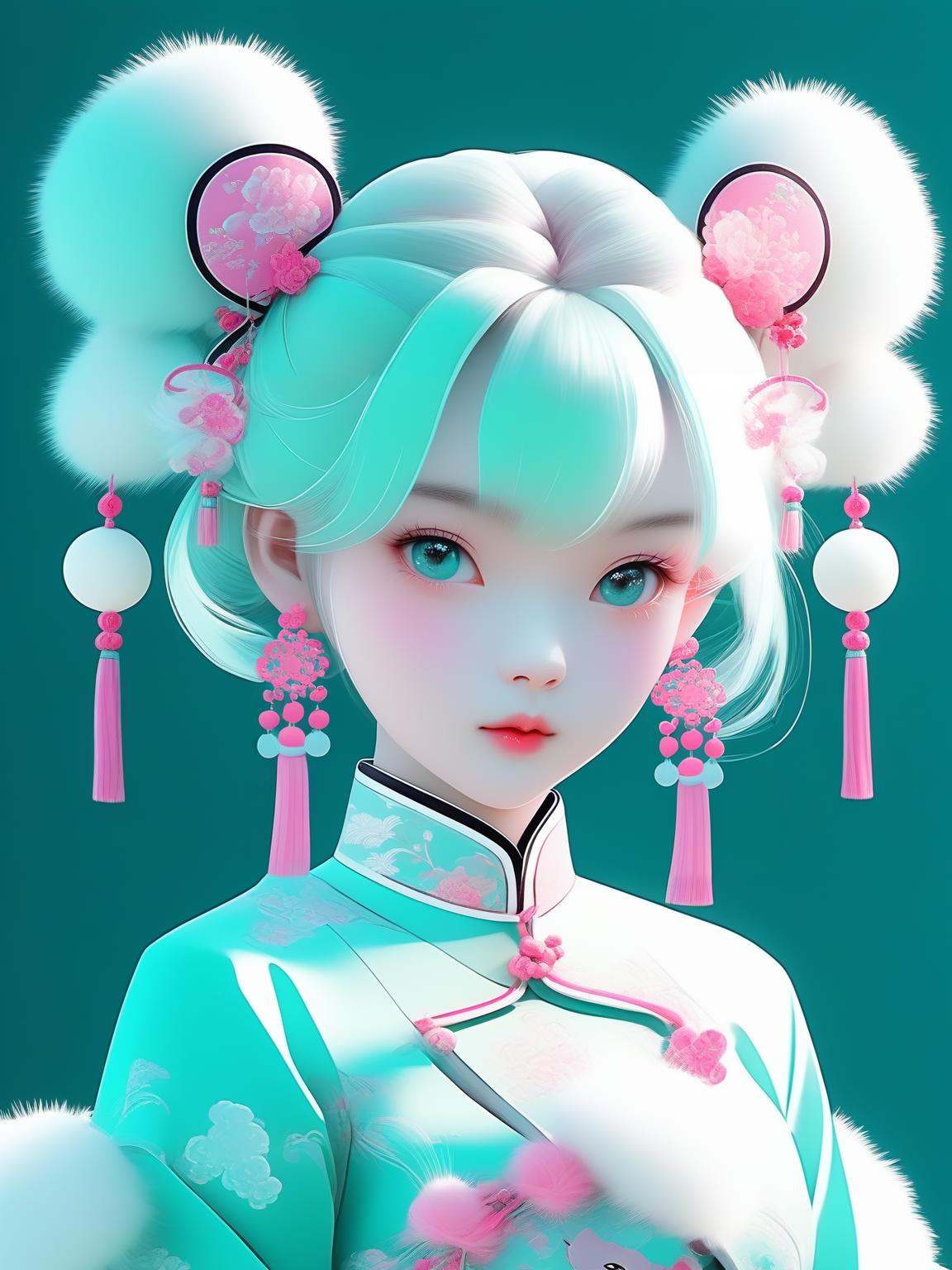 A girl in cheongsam,  an 18 - year - old girl,  Chinoiserie on Tensor.Art