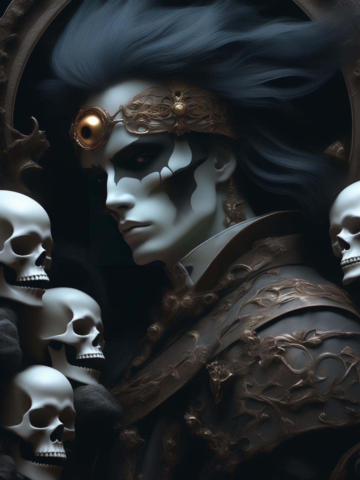 A character on a cover of chaos journey,  in the style of macabre romanticism,  airbrush art on Tensor.Art