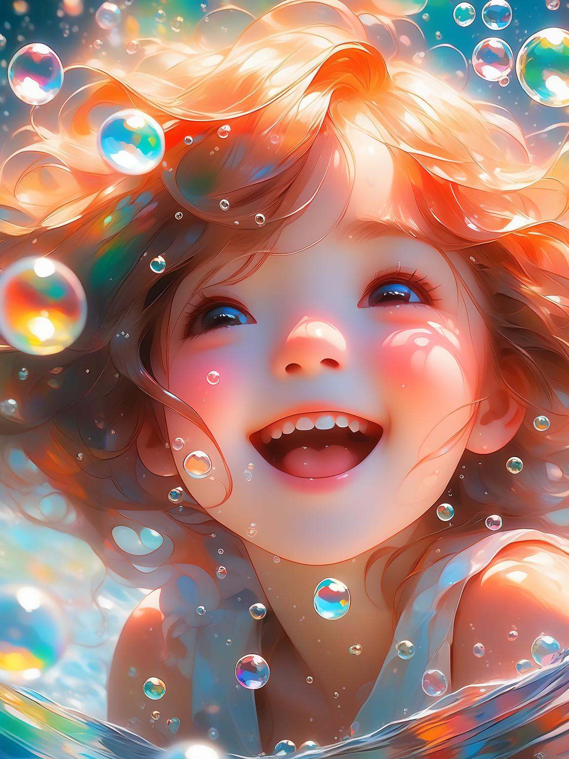 a Girl,  laughing,  Colorful colors on Tensor.Art