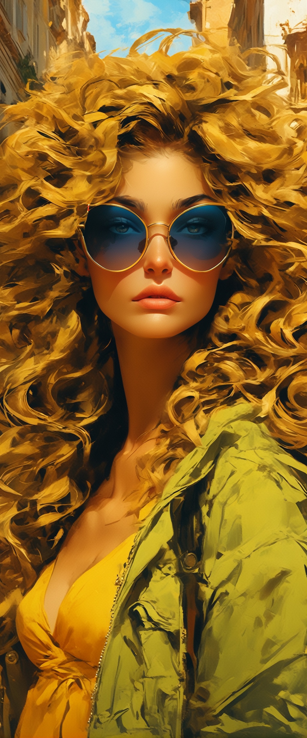 surreal picture,  extremely detailed,  breathtakingly beautiful woman as Gorgon Medusa in urban style setting. golden eyes...