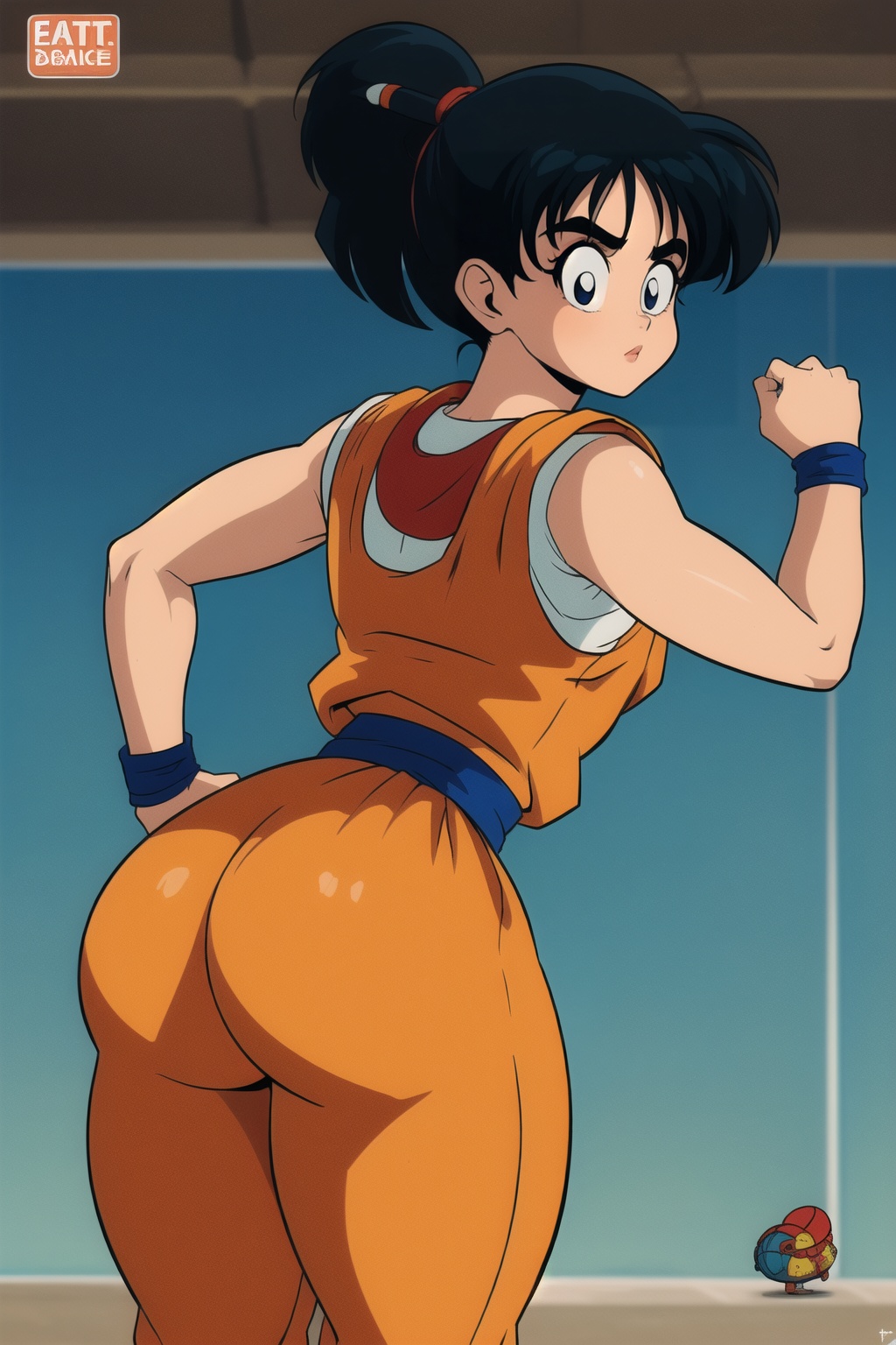 Solo_Female,  ((Turtle Goku Gi Uniform)),  ((Orange Skirt dress)) on Tensor.Art