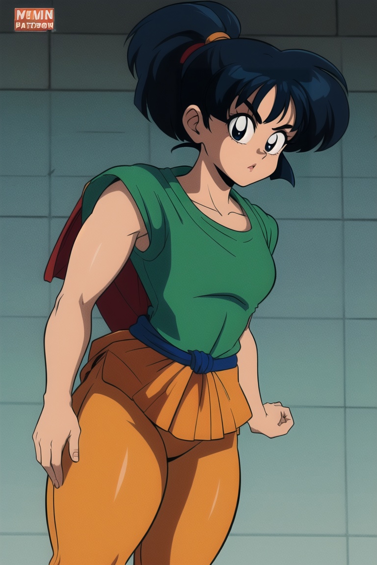 Solo_Female,  ((Turtle Goku Gi Uniform)),  ((Orange Skirt dress)) on Tensor.Art
