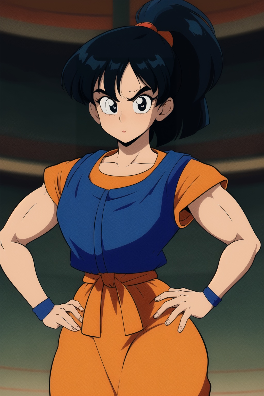 Solo_Female,  ((Turtle Goku Gi Uniform)),  ((Orange Skirt dress)) on Tensor.Art