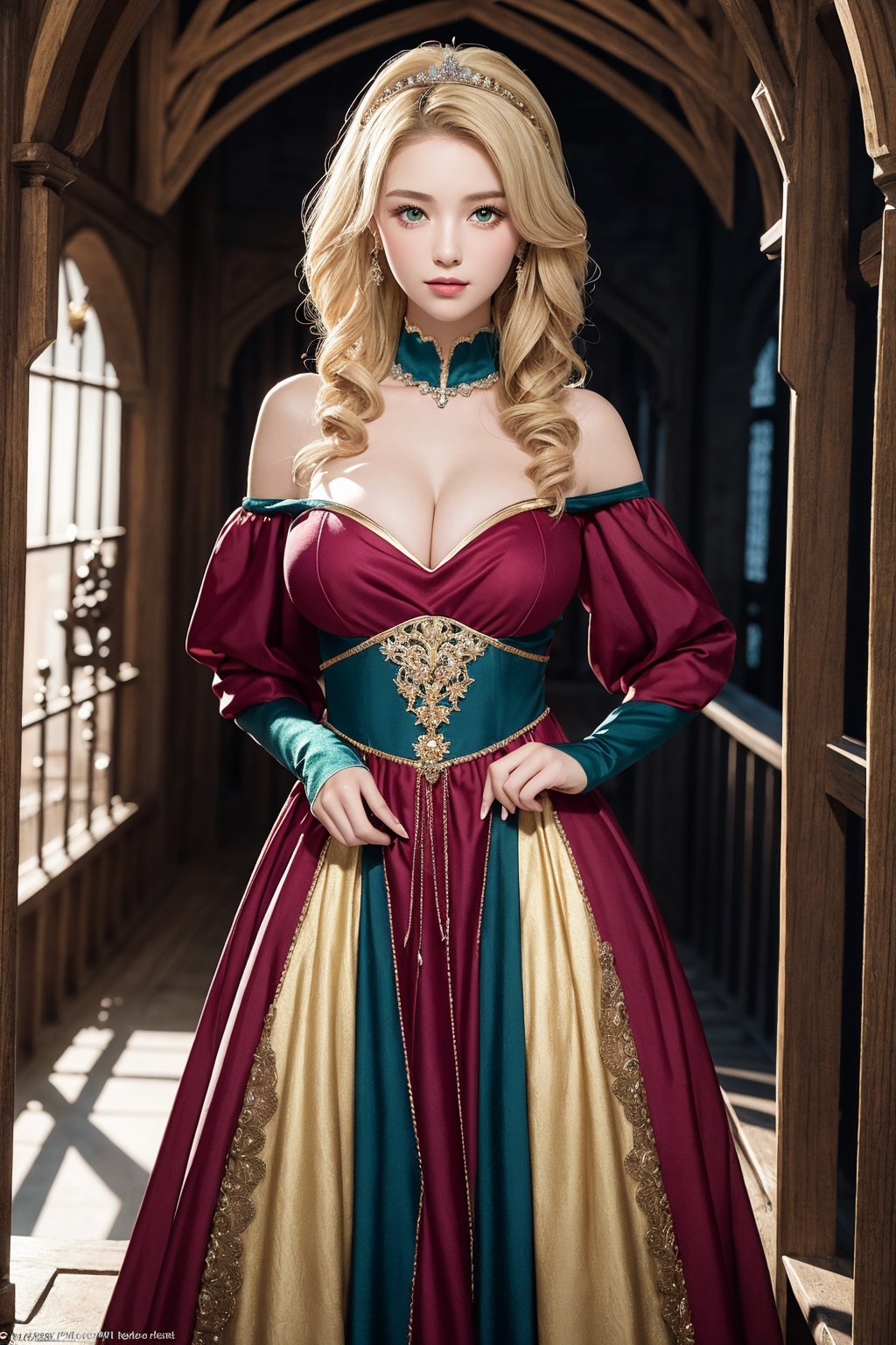 1 girl,  beautiful 18 y.o. medieval girl,  blonde hair:2 on Tensor.Art