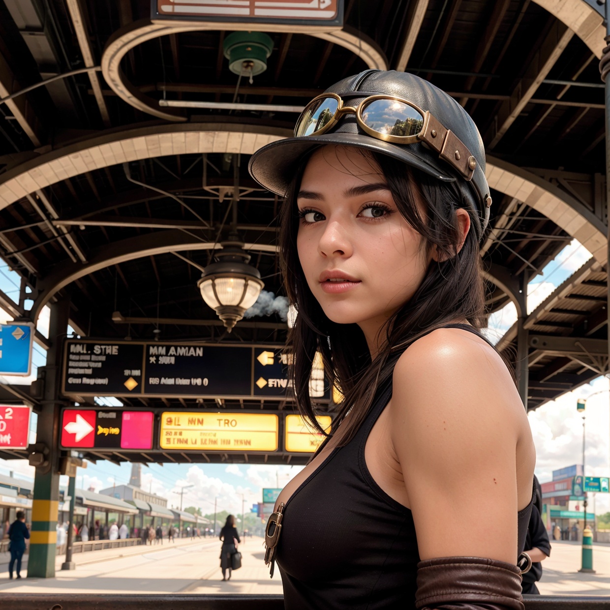 1 girl,  aviator hat ,  solo on Tensor.Art
