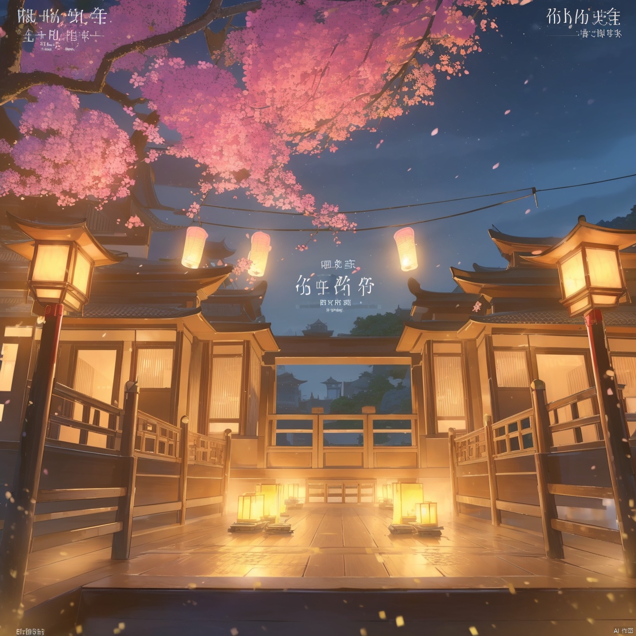 no humans,(8k, RAW photo, best quality, masterpiece:1.2),hatching (texture),skin gloss,light persona,
(high detailed skin),
scenery,no humans,architecture,east asian architecture,lantern,water,chinese text,lily pad,tree,candle,cherry blossoms,bridge, ty-hd, gf-hd, mz-hd