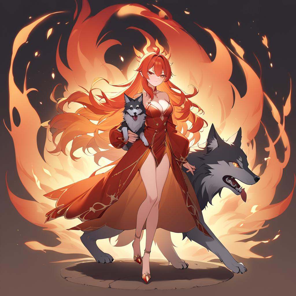 1girl,  Lina,  fiery hair on Tensor.Art