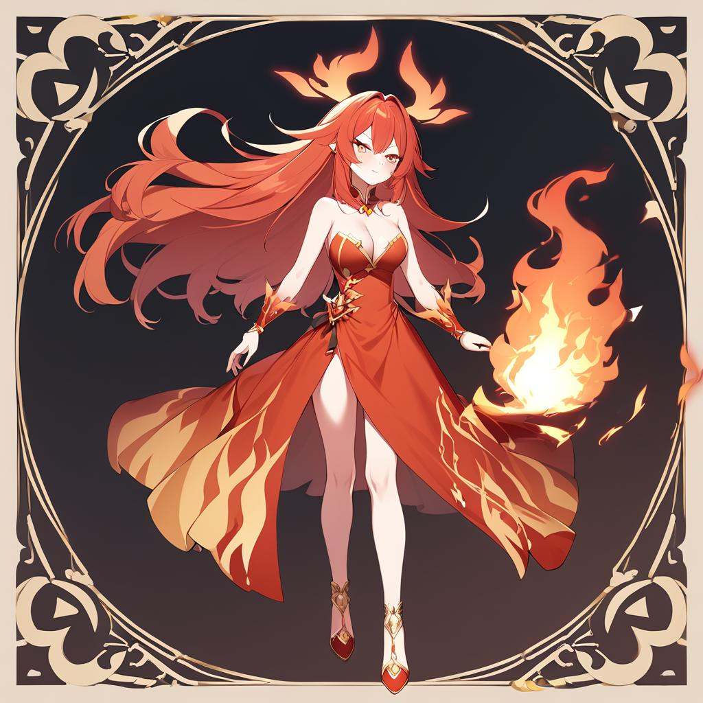 1girl,  Lina,  fiery hair on Tensor.Art