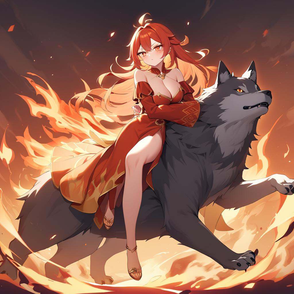 1girl,  Lina,  fiery hair on Tensor.Art
