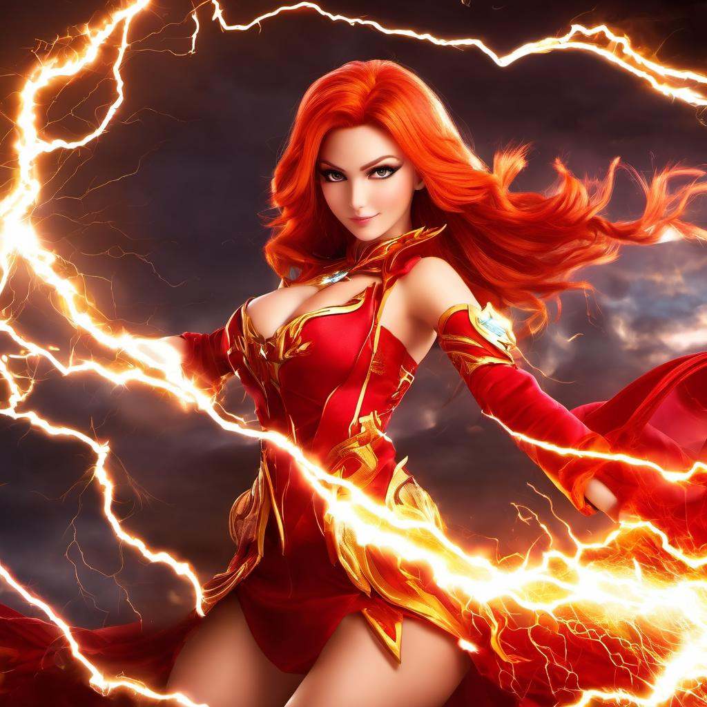 1girl,  Lina,  fiery hair on Tensor.Art