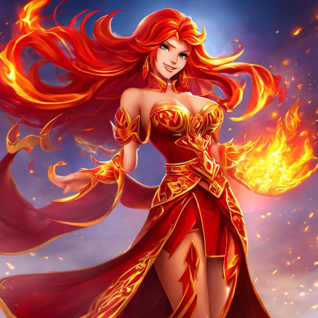 1girl,  Lina,  fiery hair on Tensor.Art