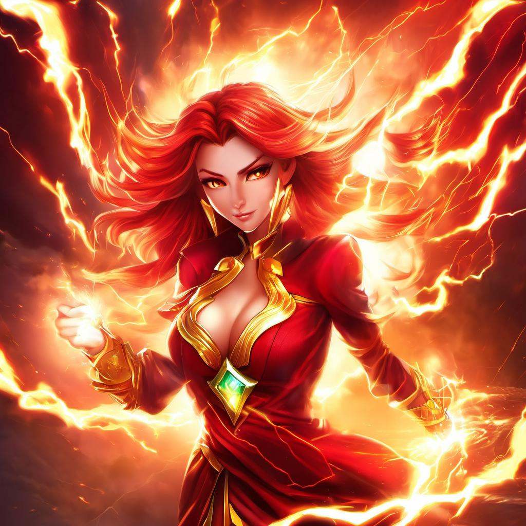 1girl,  Lina,  fiery hair on Tensor.Art