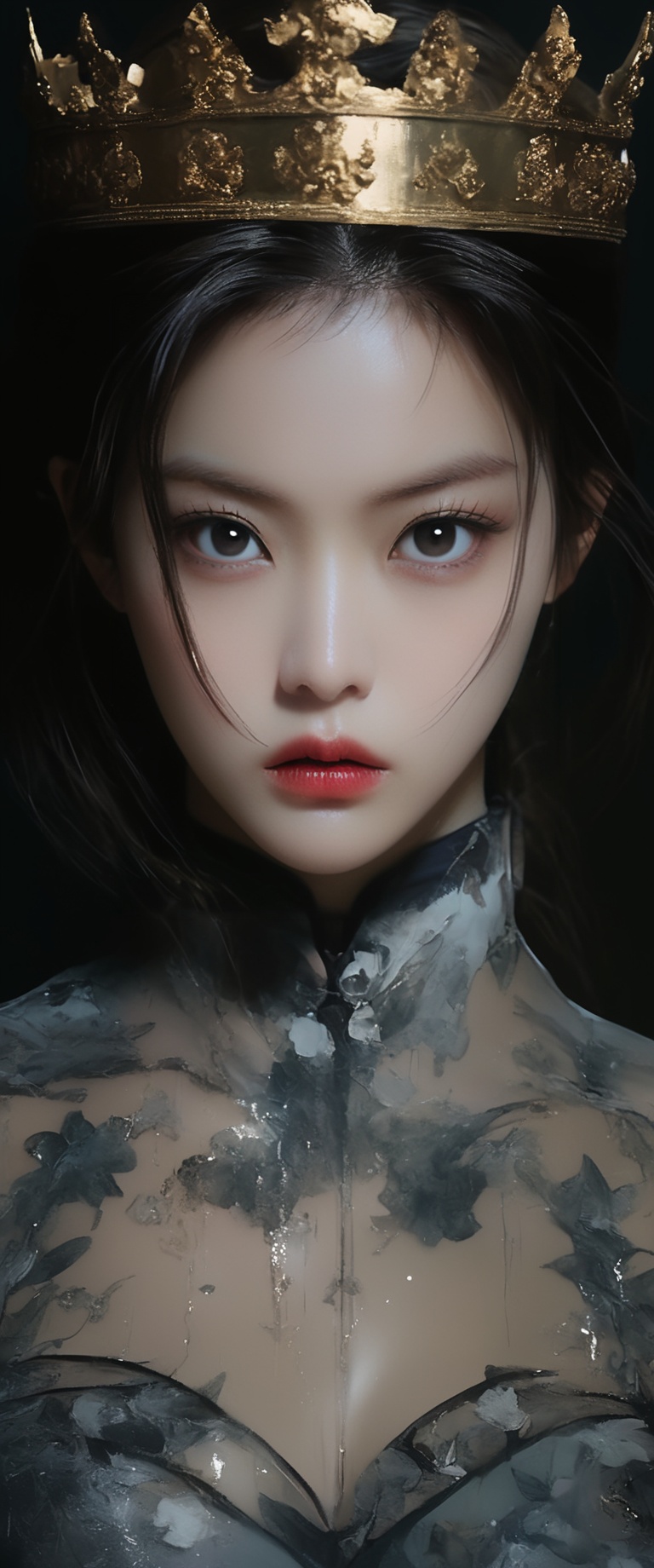 breathtaking ethereal RAW photo of female ((poster of a sexy [princess,  suffering,  burdened by the weight of a crown on...